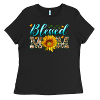 Black blessed mom with sunflower Ladies Tee - Artiststas
