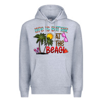 Heather Grey life is better at the beach Premium Hoodie - CowhideDigitalArt