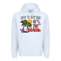 White life is better at the beach Premium Hoodie - CowhideDigitalArt