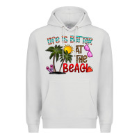 Dove Grey life is better at the beach Premium Hoodie - CowhideDigitalArt
