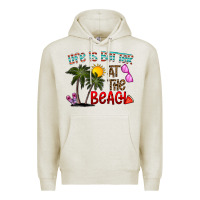 Oatmeal Heather life is better at the beach Premium Hoodie - CowhideDigitalArt