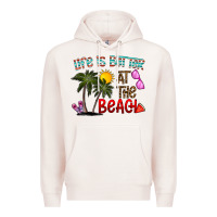 Pale Pink life is better at the beach Premium Hoodie - CowhideDigitalArt