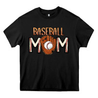 Black Baseball Mom Heavy Core Tee - CowhideDigitalArt