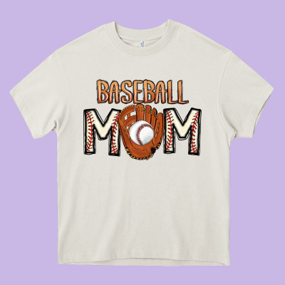 Baseball Mom Heavy Core Tee Designed By Cowhidedigitalart
