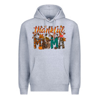 Heather Grey thankful mama longhorn Premium Hoodie - RacoonDesign