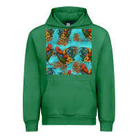 Emerald rooster and sunflowers seamless pattern Urban Hoodie - HRA Design Shop