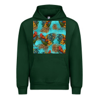 Forest Green rooster and sunflowers seamless pattern Urban Hoodie - HRA Design Shop
