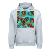 Heather Grey rooster and sunflowers seamless pattern Urban Hoodie - HRA Design Shop