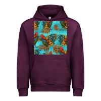 Mauve Wine rooster and sunflowers seamless pattern Urban Hoodie - HRA Design Shop