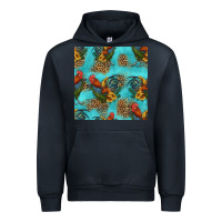 Navy rooster and sunflowers seamless pattern Urban Hoodie - HRA Design Shop