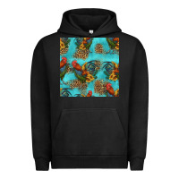 Pigment Black rooster and sunflowers seamless pattern Urban Hoodie - HRA Design Shop