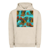 Pigment French Oak rooster and sunflowers seamless pattern Urban Hoodie - HRA Design Shop