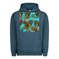 Pigment Midnight Navy rooster and sunflowers seamless pattern Urban Hoodie - HRA Design Shop