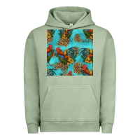 Pigment Oil Green rooster and sunflowers seamless pattern Urban Hoodie - HRA Design Shop