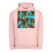 Pigment Salmon rooster and sunflowers seamless pattern Urban Hoodie - HRA Design Shop