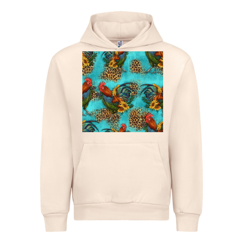 Rooster And Sunflowers Seamless Pattern Urban Hoodie by HRA Design Shop | Teevron