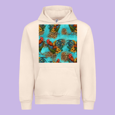Rooster And Sunflowers Seamless Pattern Urban Hoodie Designed By Hra Design Shop
