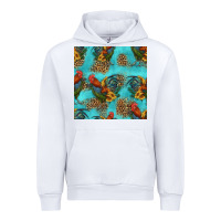White rooster and sunflowers seamless pattern Urban Hoodie - HRA Design Shop