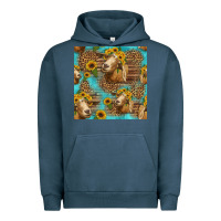 Pigment Midnight Navy goat sunflowers seamless pattern Urban Hoodie - HRA Design Shop