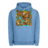 Pigment Pebble Blue goat sunflowers seamless pattern Urban Hoodie - HRA Design Shop