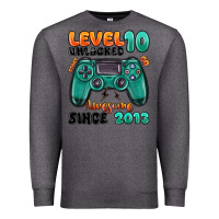 Charcoal Heather level 10 unlocked awesome since 2013 Premium Sweatshirt - MaliasSmallBusiness