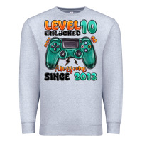 Heather Grey level 10 unlocked awesome since 2013 Premium Sweatshirt - MaliasSmallBusiness