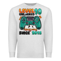 Oatmeal Heather level 10 unlocked awesome since 2013 Premium Sweatshirt - MaliasSmallBusiness
