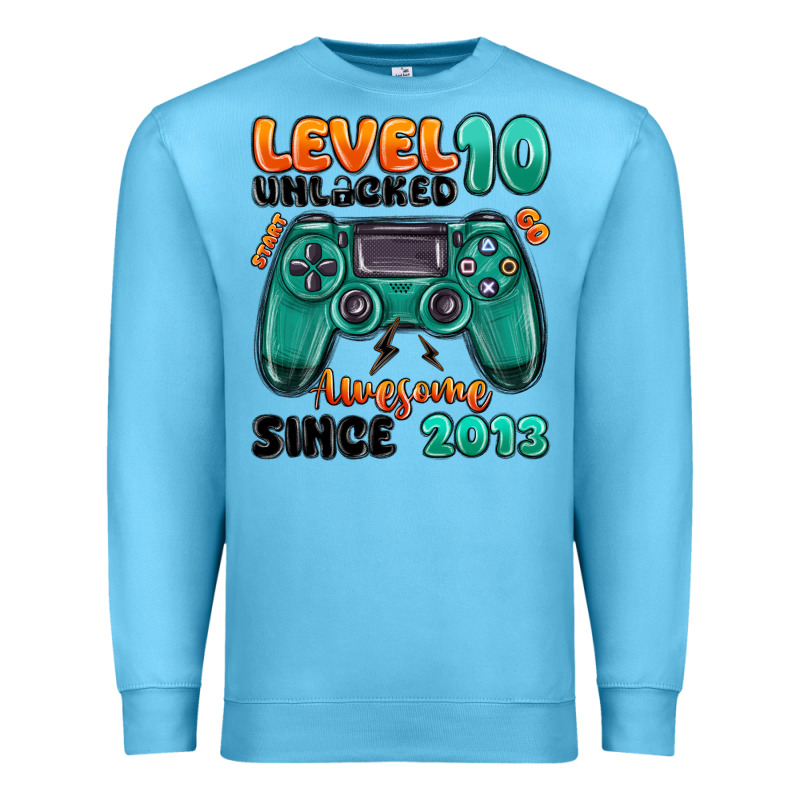 Level 10 Unlocked Awesome Since 2013 Premium Sweatshirt by MaliasSmallBusiness | Teevron