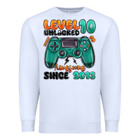 White level 10 unlocked awesome since 2013 Premium Sweatshirt - MaliasSmallBusiness