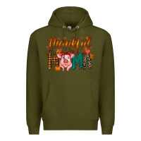 Army Green thankful mama pig Premium Hoodie - RacoonDesign