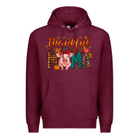 Burgundy thankful mama pig Premium Hoodie - RacoonDesign