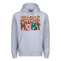 Heather Grey thankful mama pig Premium Hoodie - RacoonDesign