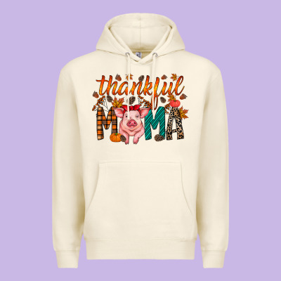 Thankful Mama Pig Premium Hoodie Designed By Racoondesign