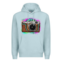 Blue Mist tie dye gemstone vintage camera Premium Hoodie - FaDigitalArtStudio