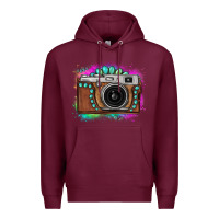 Burgundy tie dye gemstone vintage camera Premium Hoodie - FaDigitalArtStudio
