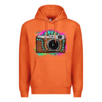 Carrot tie dye gemstone vintage camera Premium Hoodie - FaDigitalArtStudio