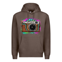 Coffee tie dye gemstone vintage camera Premium Hoodie - FaDigitalArtStudio