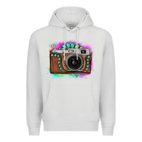 Dove Grey tie dye gemstone vintage camera Premium Hoodie - FaDigitalArtStudio
