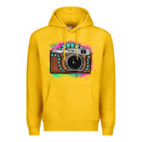Lemon tie dye gemstone vintage camera Premium Hoodie - FaDigitalArtStudio