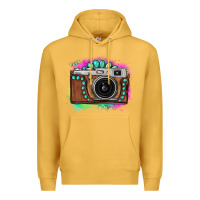Mustard tie dye gemstone vintage camera Premium Hoodie - FaDigitalArtStudio