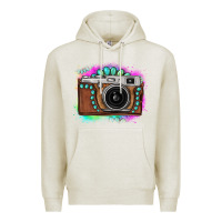 Oatmeal Heather tie dye gemstone vintage camera Premium Hoodie - FaDigitalArtStudio