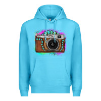 Ocean Blue tie dye gemstone vintage camera Premium Hoodie - FaDigitalArtStudio