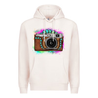 Pale Pink tie dye gemstone vintage camera Premium Hoodie - FaDigitalArtStudio