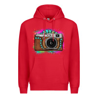 Red tie dye gemstone vintage camera Premium Hoodie - FaDigitalArtStudio