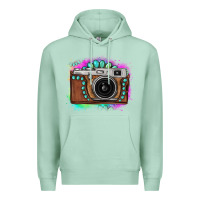 Seafoam tie dye gemstone vintage camera Premium Hoodie - FaDigitalArtStudio