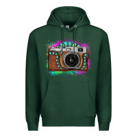Sports Green tie dye gemstone vintage camera Premium Hoodie - FaDigitalArtStudio