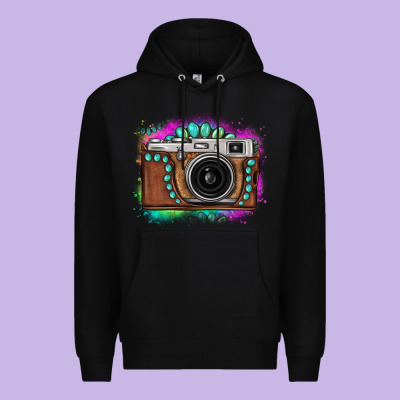 Tie Dye Gemstone Vintage Camera Premium Hoodie Designed By Fadigitalartstudio