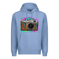 Colony Blue tie dye gemstone vintage camera Premium Hoodie - FaDigitalArtStudio