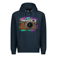 Navy tie dye gemstone vintage camera Premium Hoodie - FaDigitalArtStudio