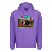 Purple tie dye gemstone vintage camera Premium Hoodie - FaDigitalArtStudio